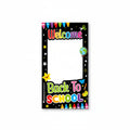 Welcome Back to School Photo Booth Frame with colorful school-themed decorations