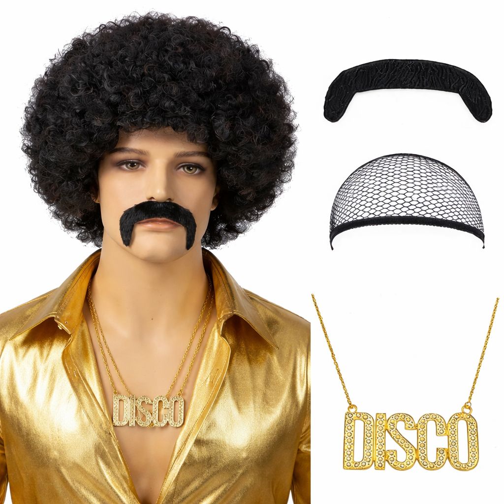 Disco Afro Wig Costume Set