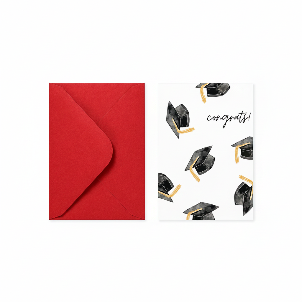 Graduation Congrats Card with Red Envelope - Graduation Gift | Asena Boutique Qatar