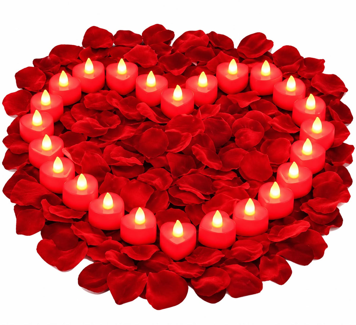 Heart LED Candles & Rose Petals - Gift | Asena Boutique Qatar
