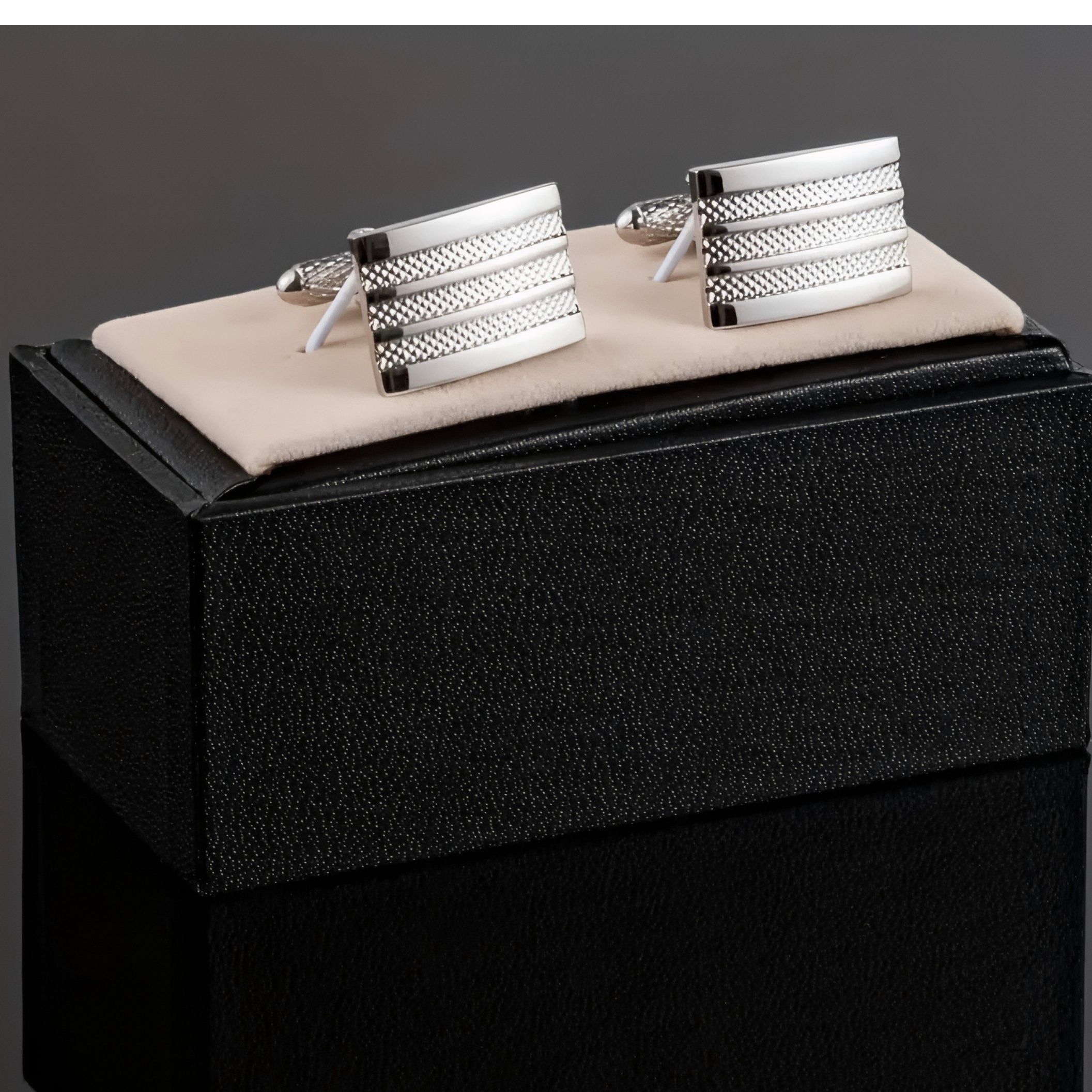 Titan Silver Striped Cufflinks