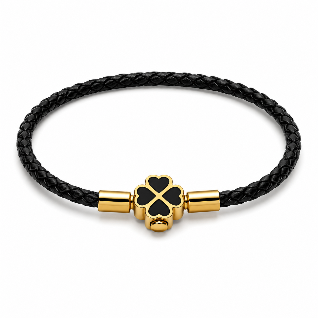 Black Braided Clover Bracelet - Men's Bracelet | Asena Boutique Qatar