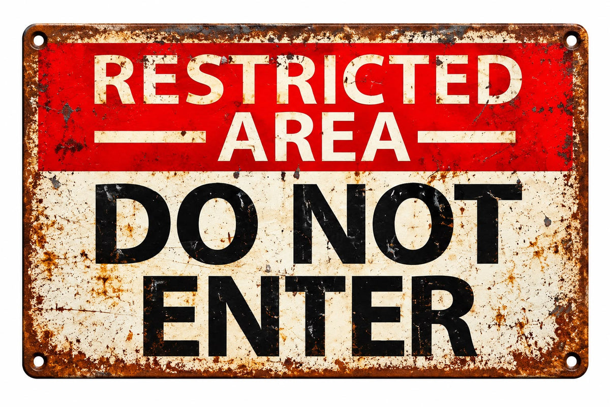 Restricted Area Metal Sign - Halloween Decoration | Asena Boutique Qatar
