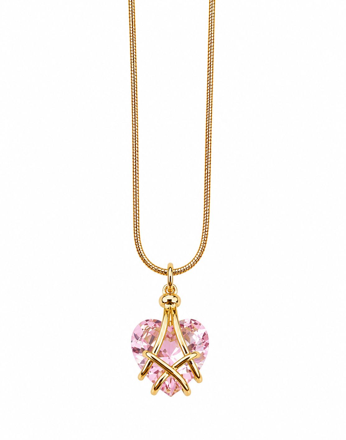 Pink Crystal Heart Pendant Necklace - Women's Necklace | Asena Boutique Qatar