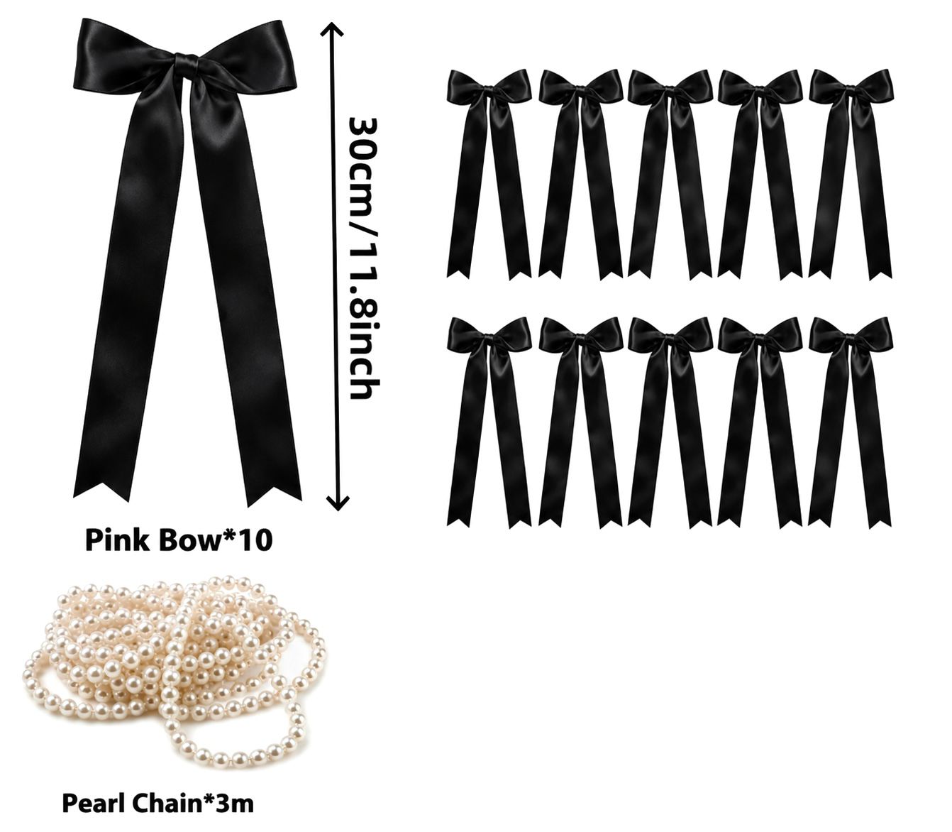Black Satin Bow & Pearl Table Decor Set - Party Decoration | Asena Boutique Qatar