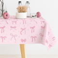 Pink Bow Disposable Tablecloth