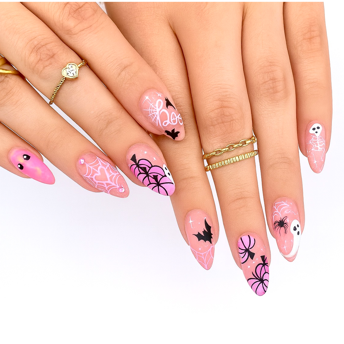 Pink Spooky Nails