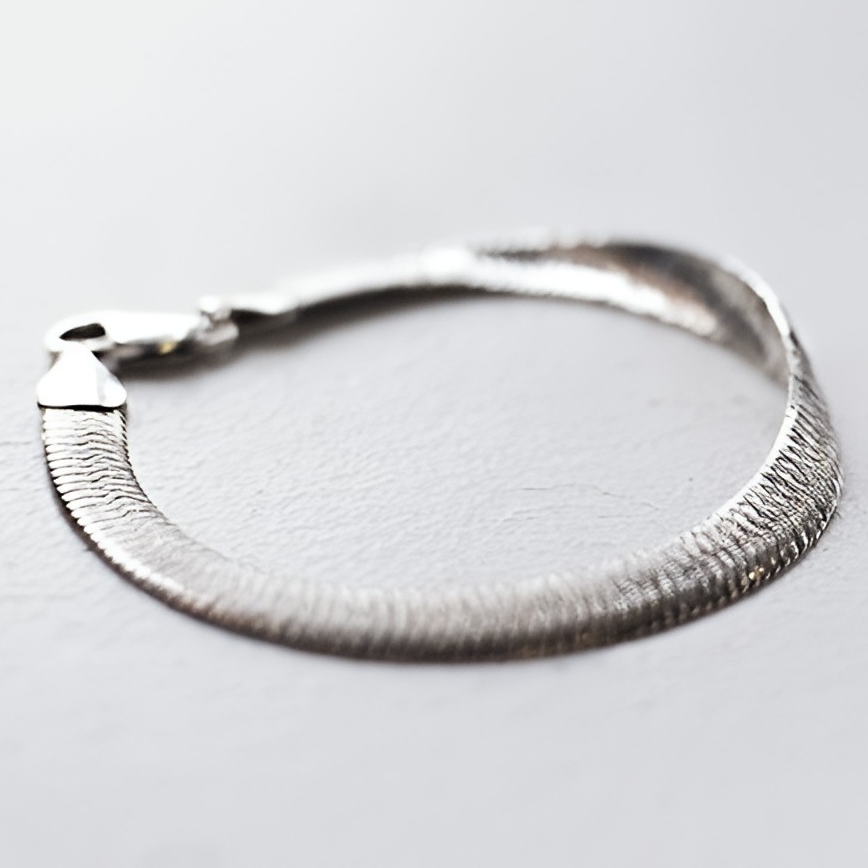 Silver Herringbone Bangle