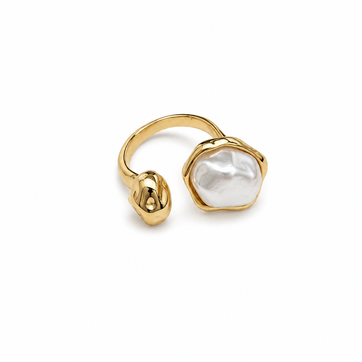 Open Baroque Pearl Ring - Women's Ring | Asena Boutique Qatar