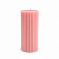 Pink Ribbed Pillar Candle - Scented Candle | Asena Boutique Qatar