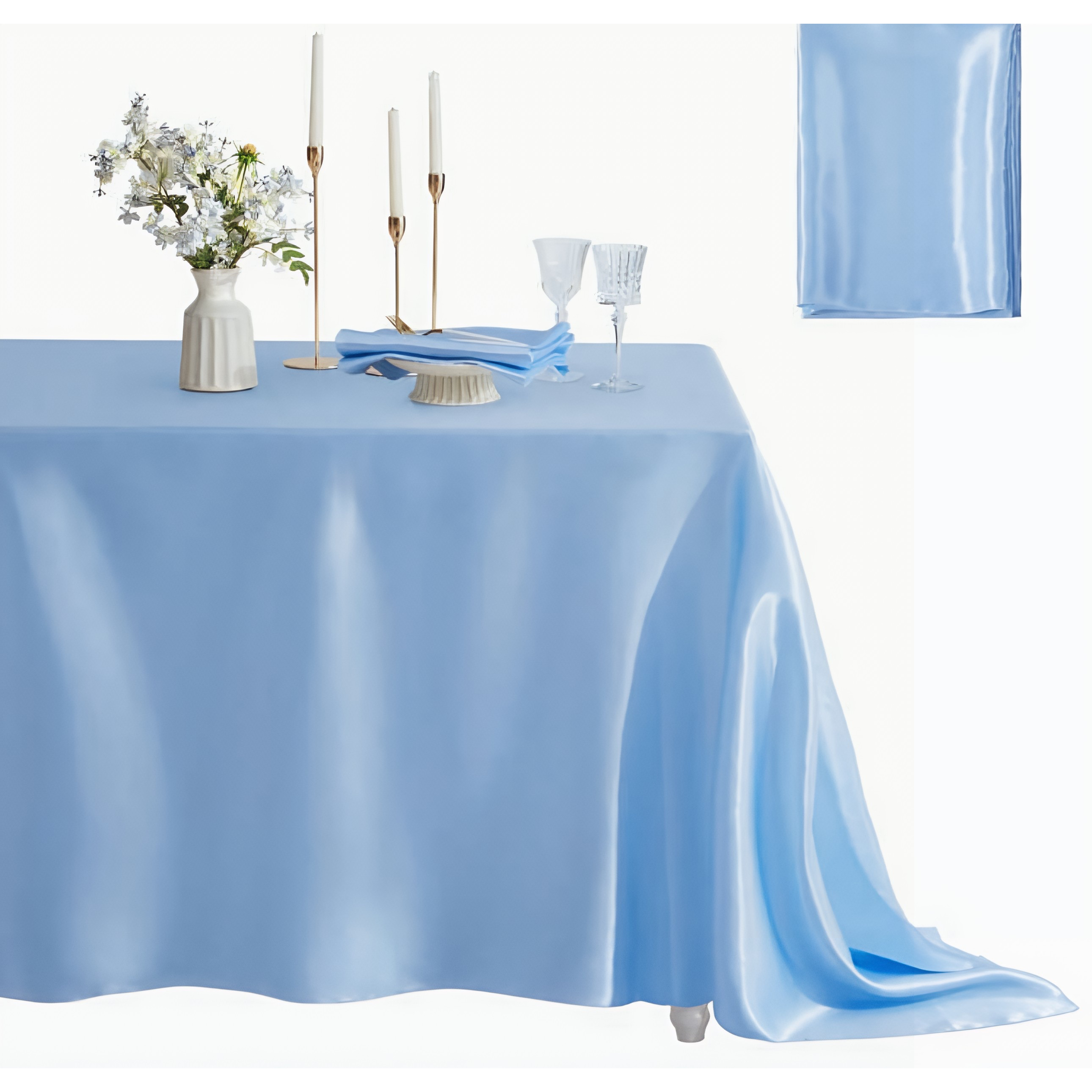Light Blue Satin Tablecloth