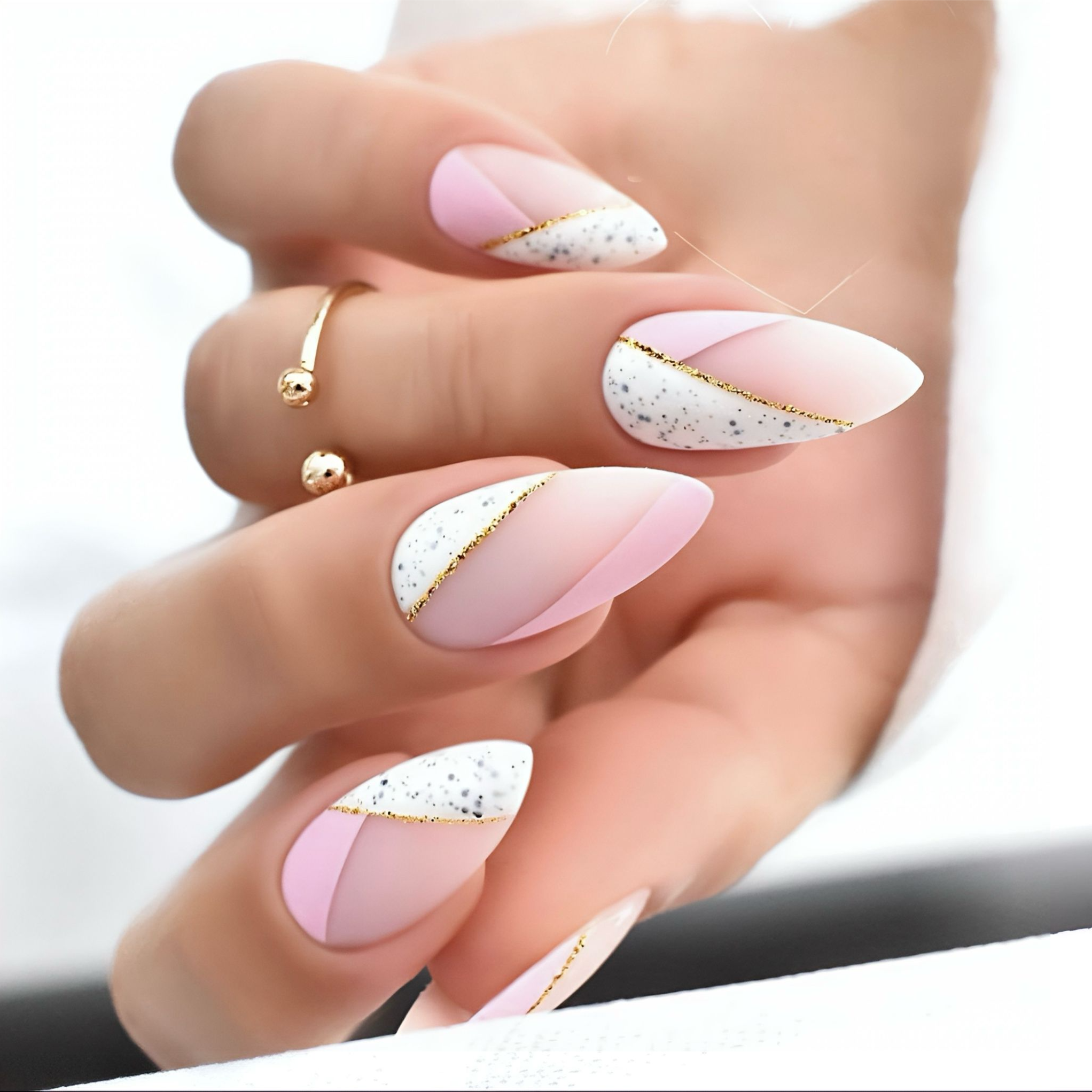 Pink Marble Glam Nails - Press-On Nails | Asena Boutique Qatar