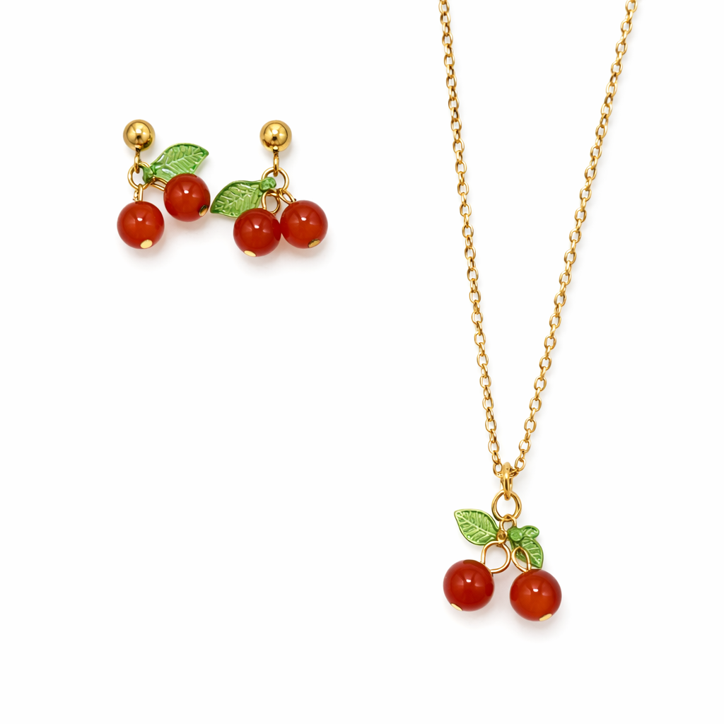 Cherry Necklace & Earrings Set
