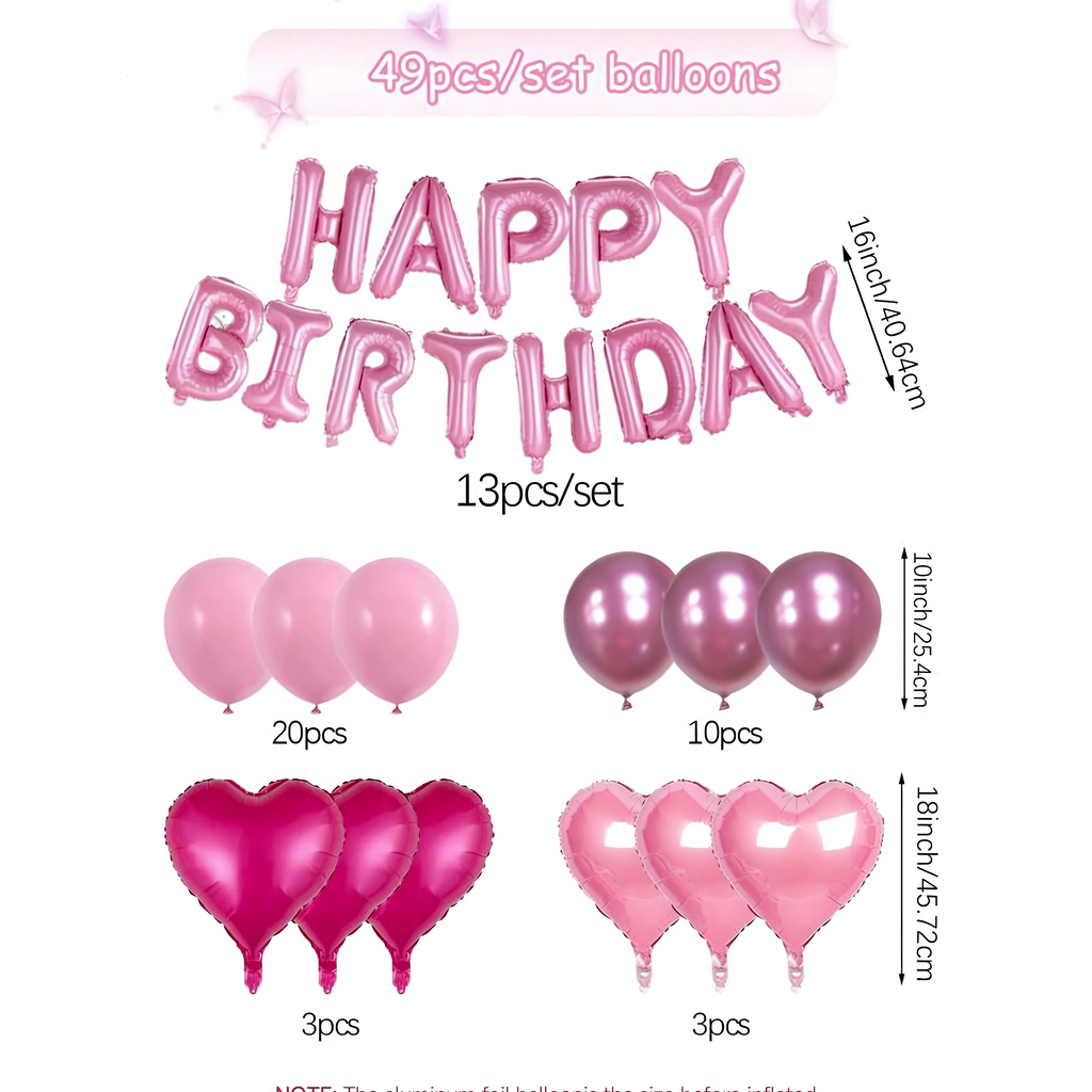 Pink Heart Balloon Set
