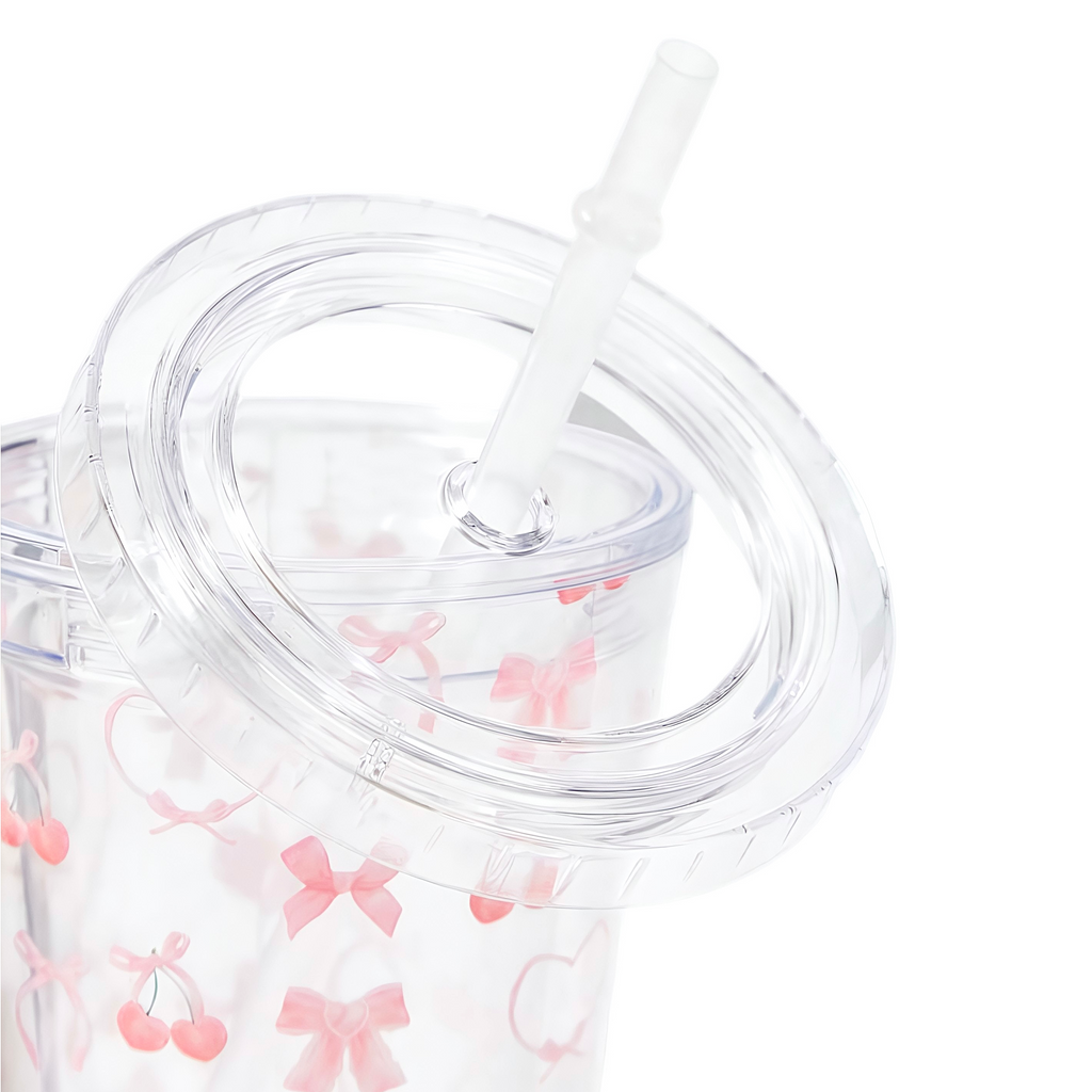 Pink Pearl Tumbler with Straw