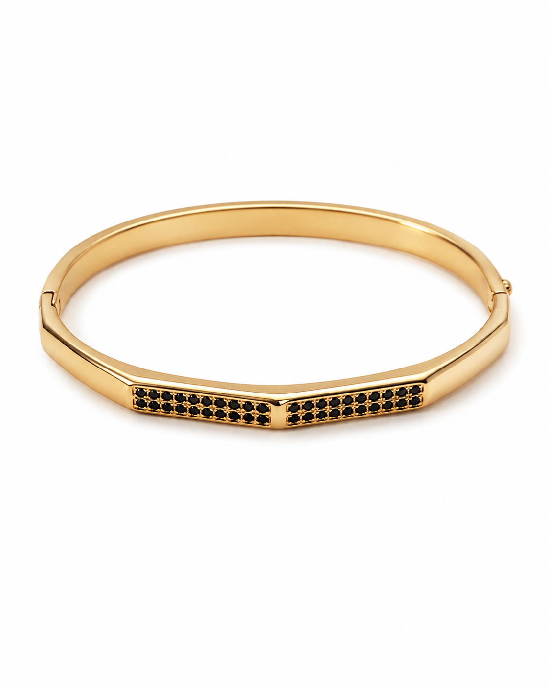 Black Crystal Hex Bangle - Men's Bracelet | Asena Boutique Qatar
