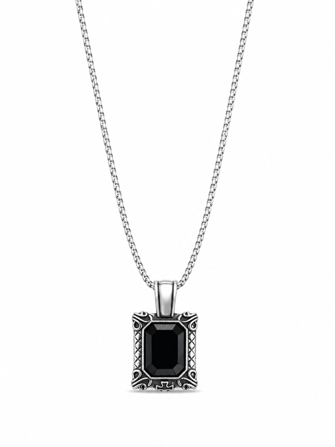 Black Onyx Pendant - Men's Necklace | Asena Boutique Qatar