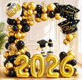 Luxury Graduation Balloon Arch Set – Black & Gold Theme