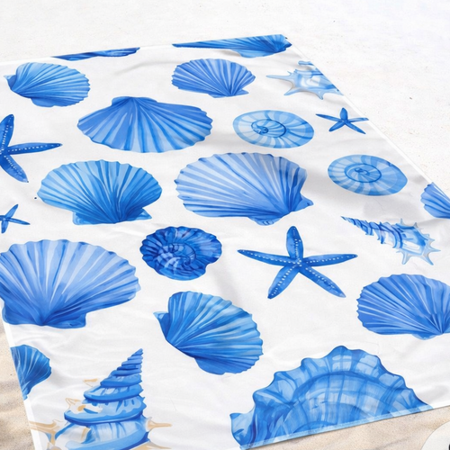 Blue Seashell Beach Mat