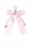 Bow Keychain with Pearl & Charm – Pink