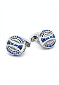 Blue Crystal Circle Cufflinks