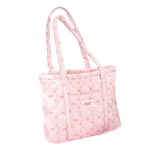 Blush Bow Quilt Tote