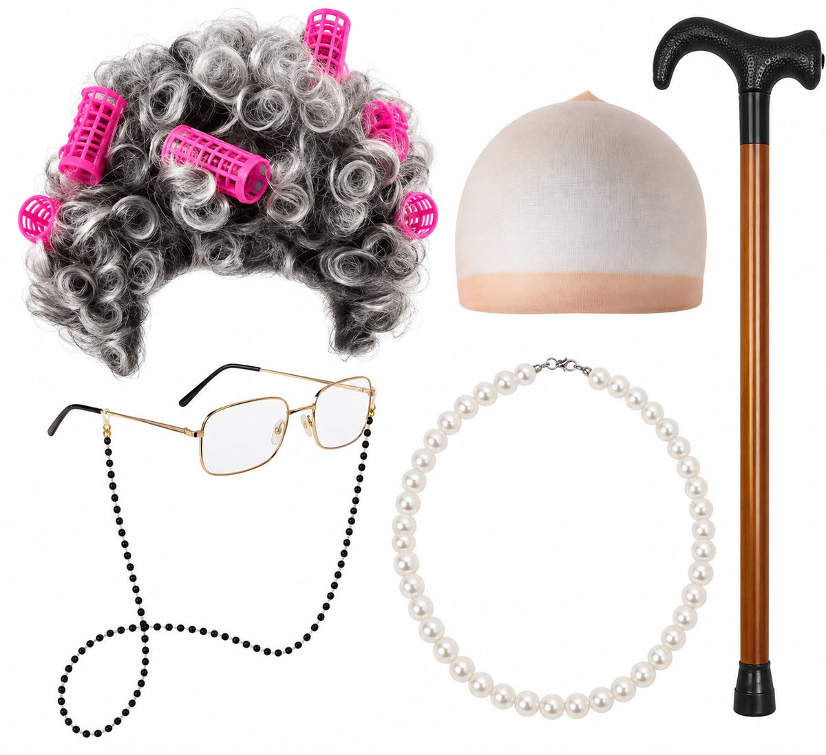 Old Man Costume Accessories Set - Party Costume | Asena Boutique Qatar