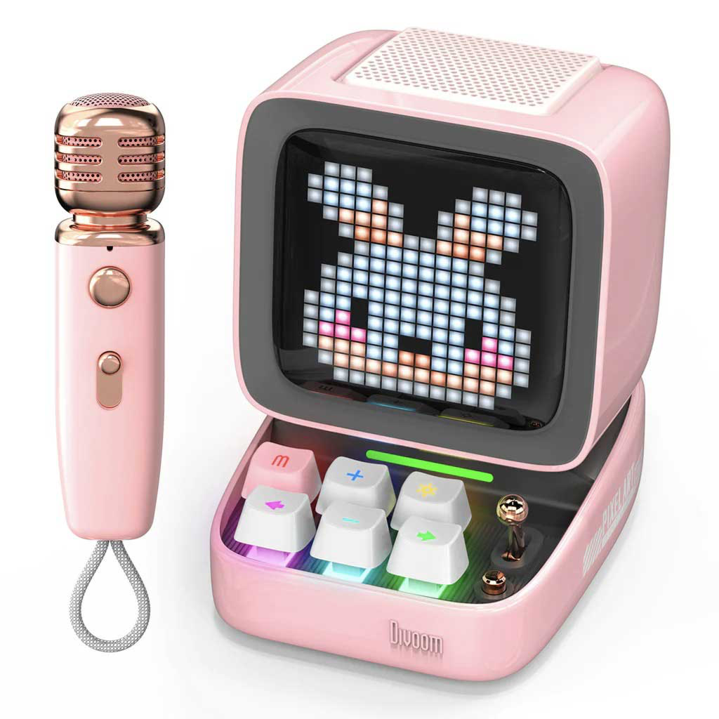 Divoom Ditoo – Mic Mini Karaoke Machine Pixel Art Bluetooth Speaker Pink