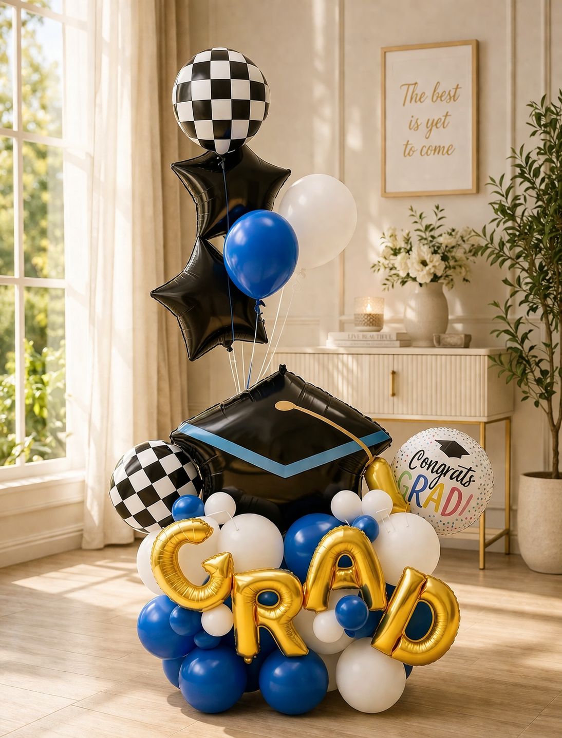 Graduation Balloon Decoration Set – Blue & Gold Theme