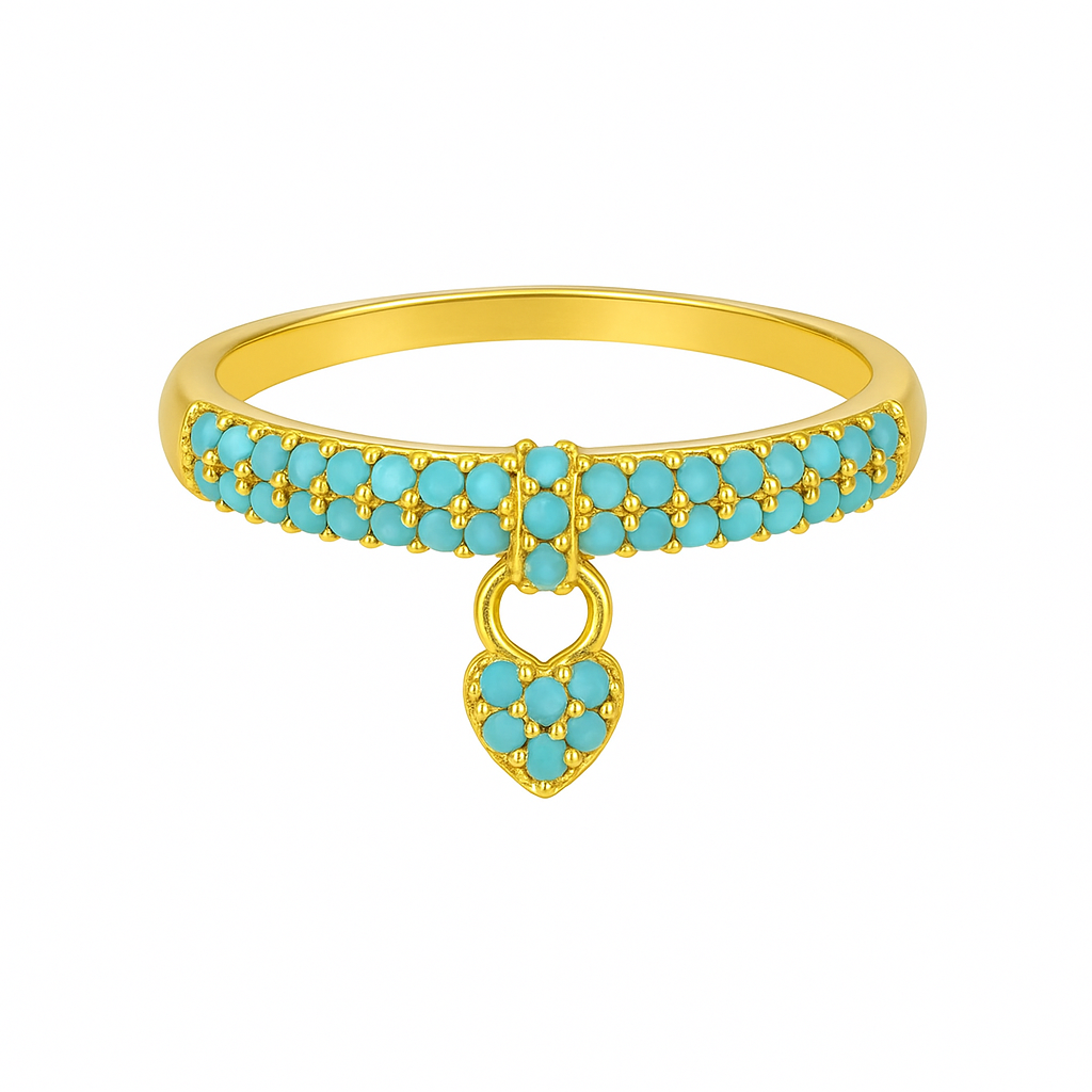 Turquoise Heart Charm Ring