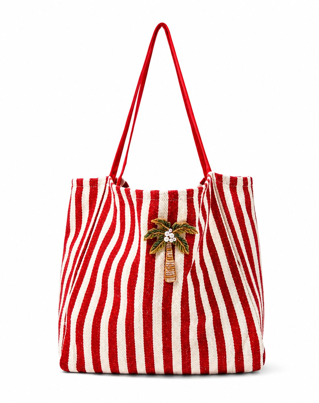 Palm Charm Striped Tote Bag - Tote Bag | Asena Boutique Qatar