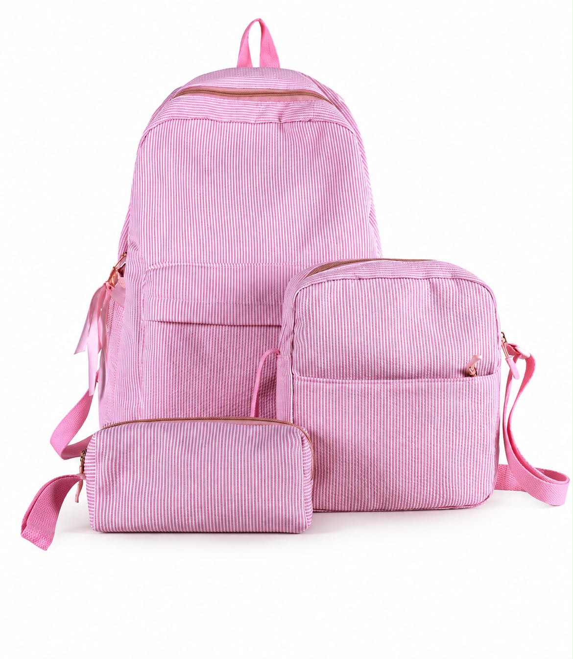 Pink Striped Backpack Set - School Bag | Asena Boutique Qatar