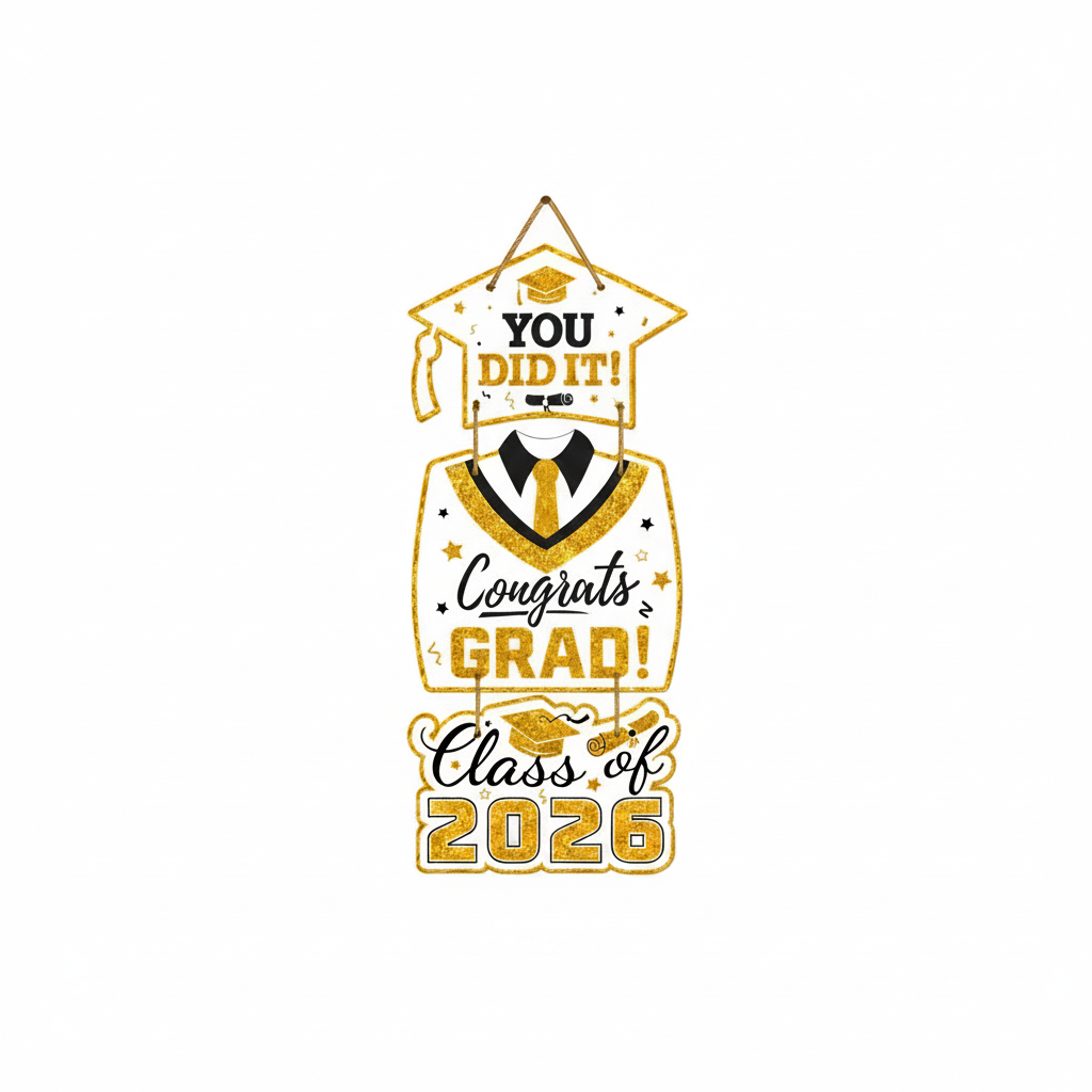 Graduation Hanging Sign Decoration – Class Of 2026 - Graduation Gift | Asena Boutique Qatar