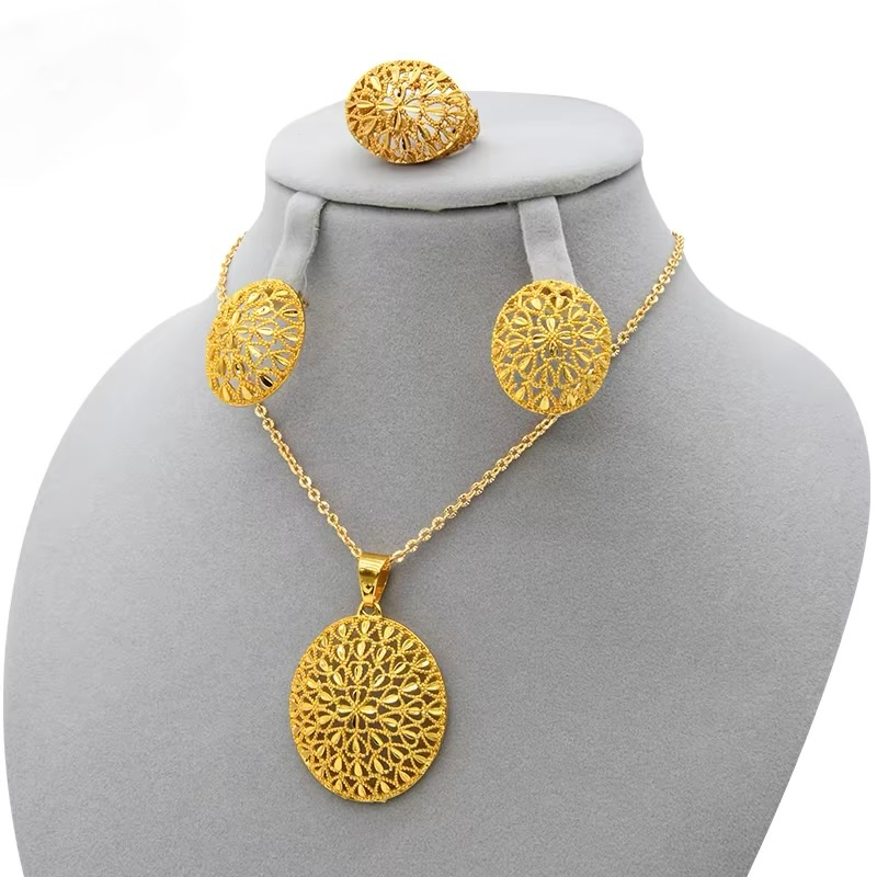 Golden Radiance Filigree Jewelry Set