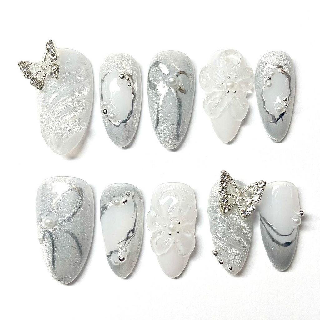 Silver Frost Set Press-on Nails