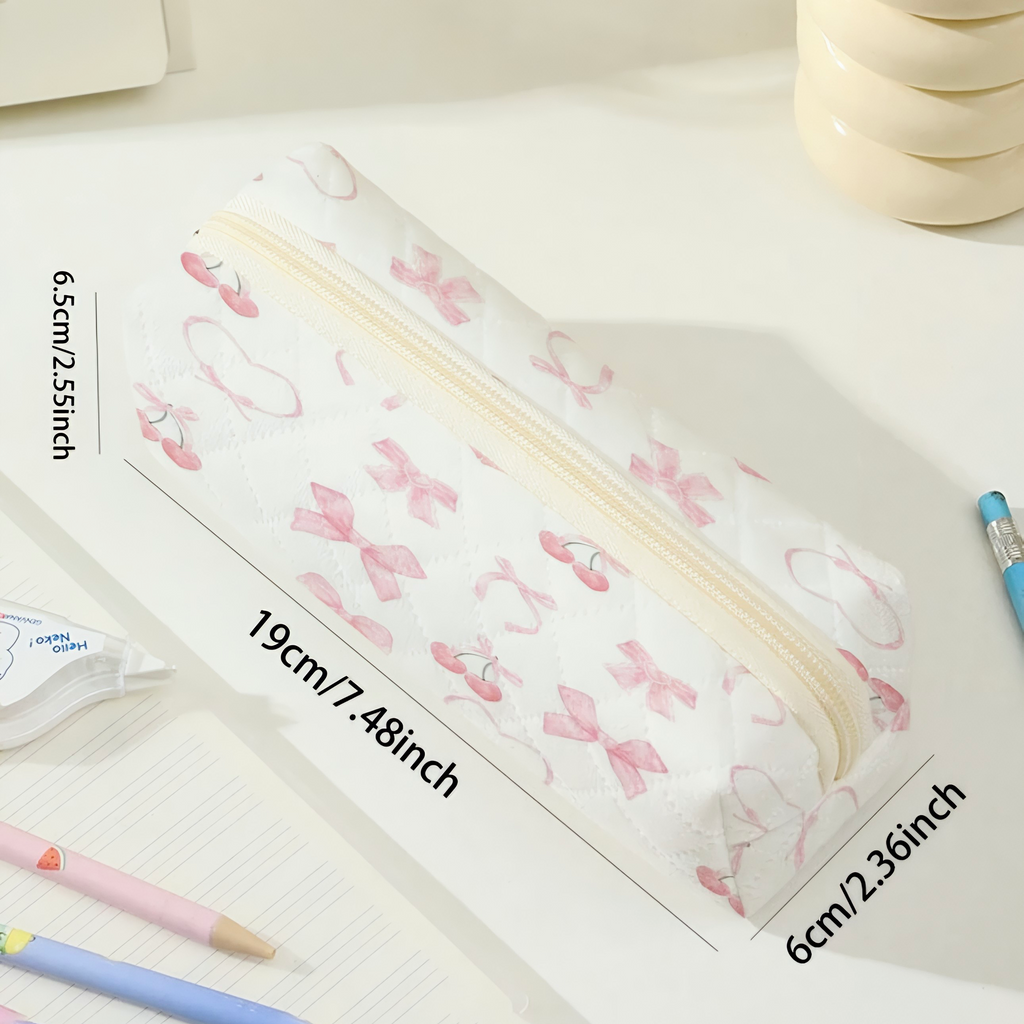 Cherry Bow Pencil Case - Pen Set | Asena Boutique Qatar