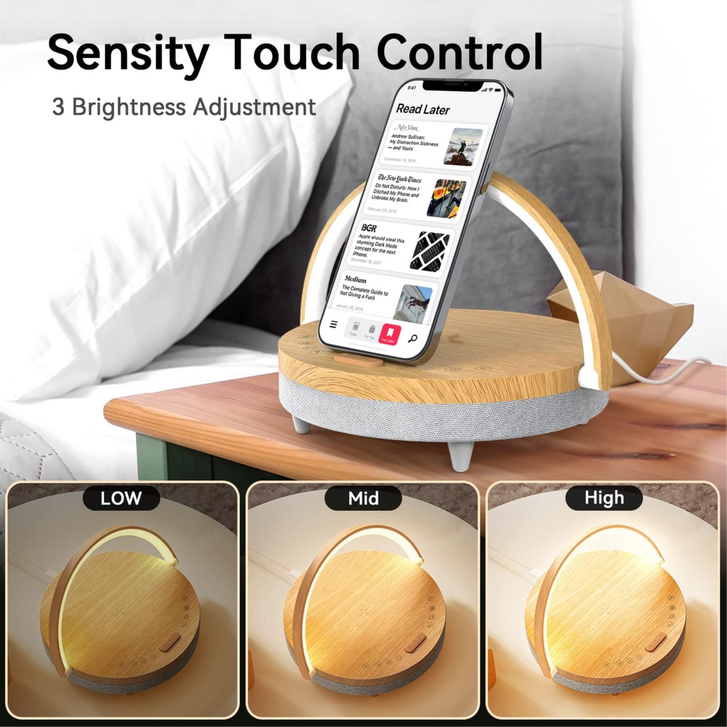 LUZMIRA - Bedside Lamp with Wireless Charger and Bluetooth Speaker