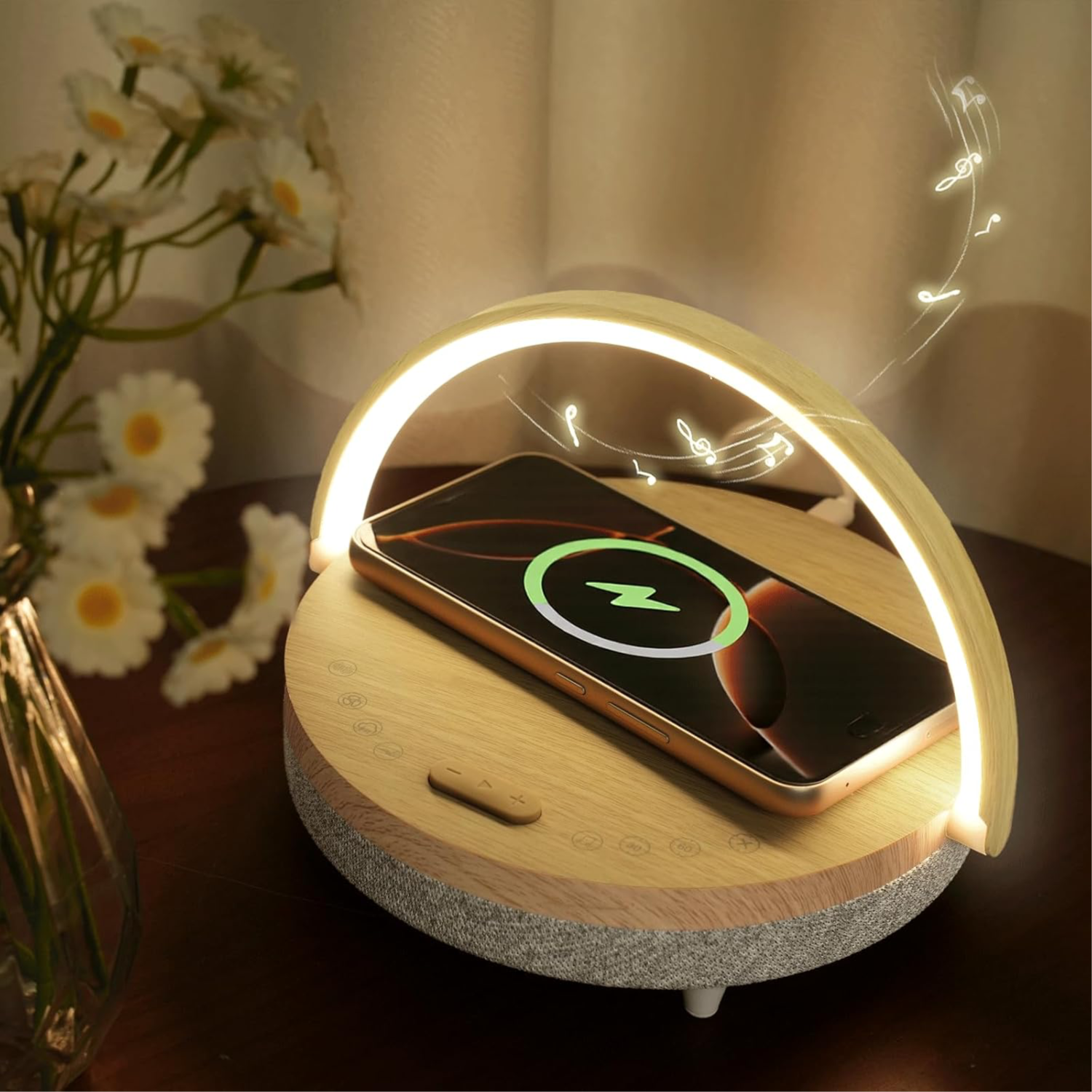LUZMIRA - Bedside Lamp with Wireless Charger and Bluetooth Speaker