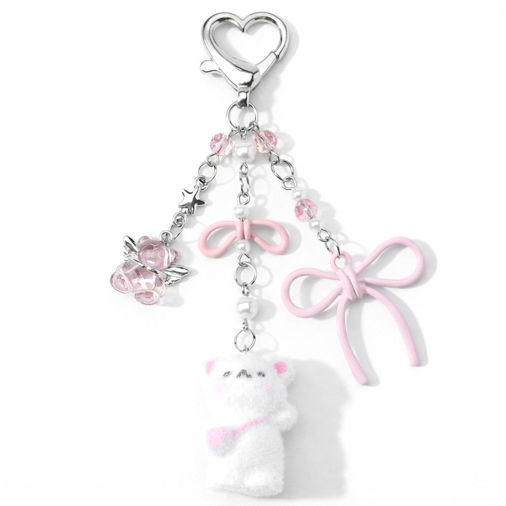 Cute Bear Charm Keychain – Pink