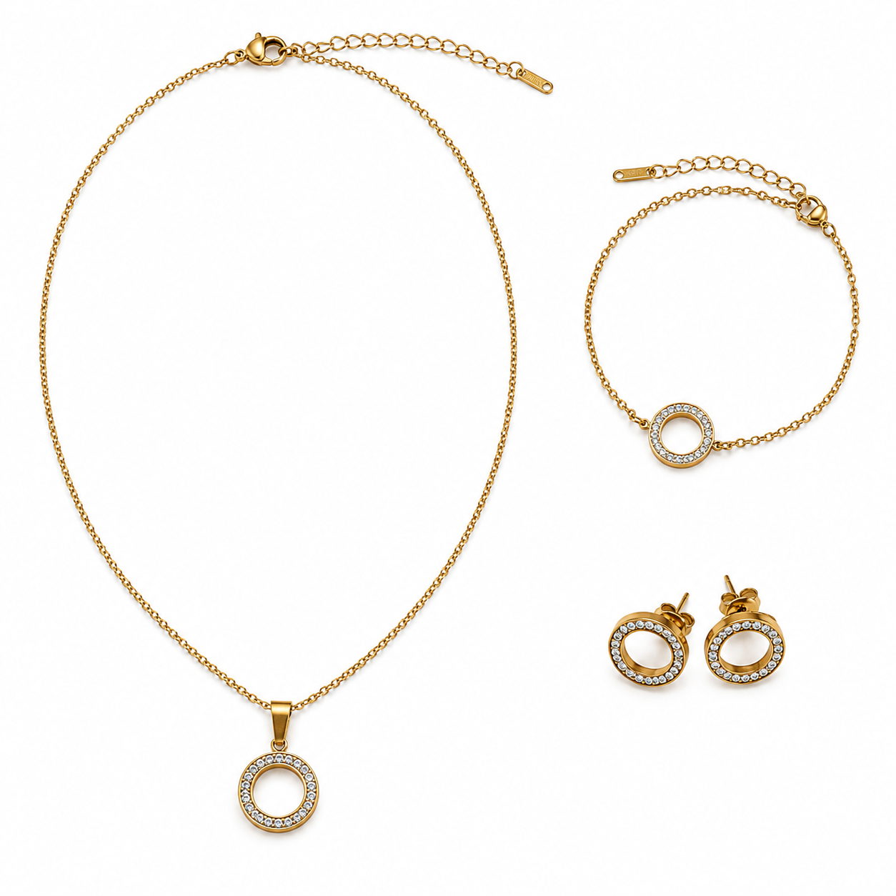 Gold Circle Pendant Jewelry Set - Women's Jewelry Set | Asena Boutique Qatar