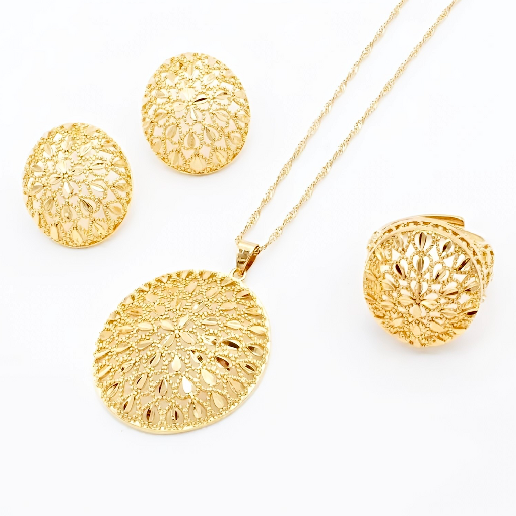 Golden Radiance Filigree Jewelry Set