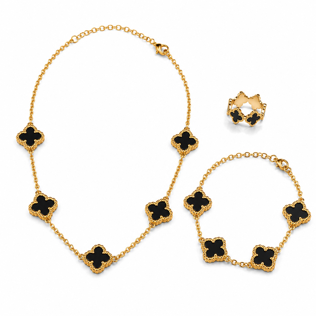 Noir Clover Luxe Jewelry Set - Women's Jewelry Set | Asena Boutique Qatar