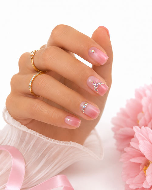Blush Crystal Pink Press-On Nails