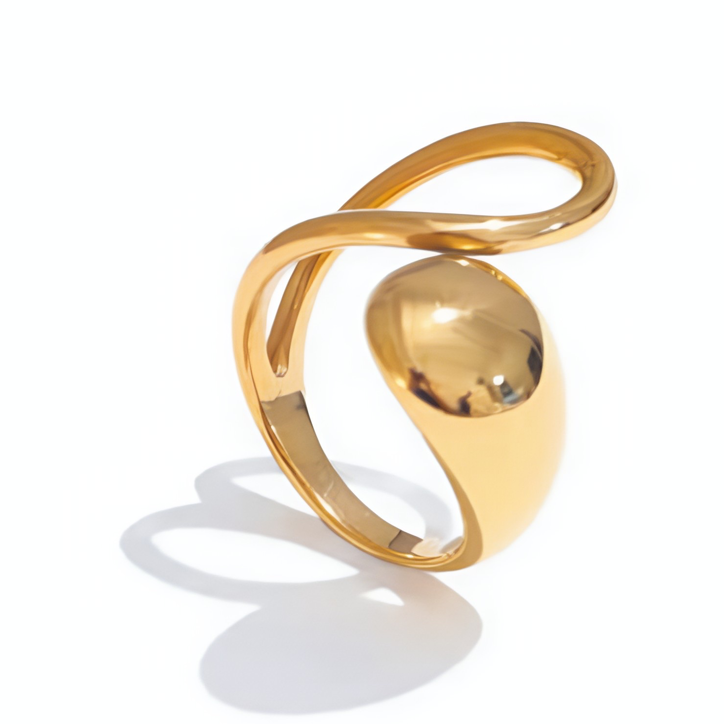 Golden Teardrop Flow Ring