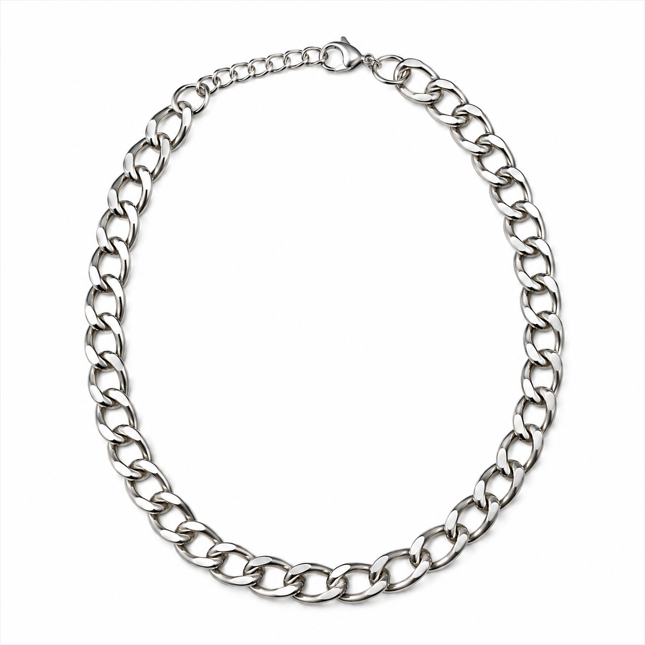 Silver Cuban Link Chain Necklace - Men's Necklace | Asena Boutique Qatar