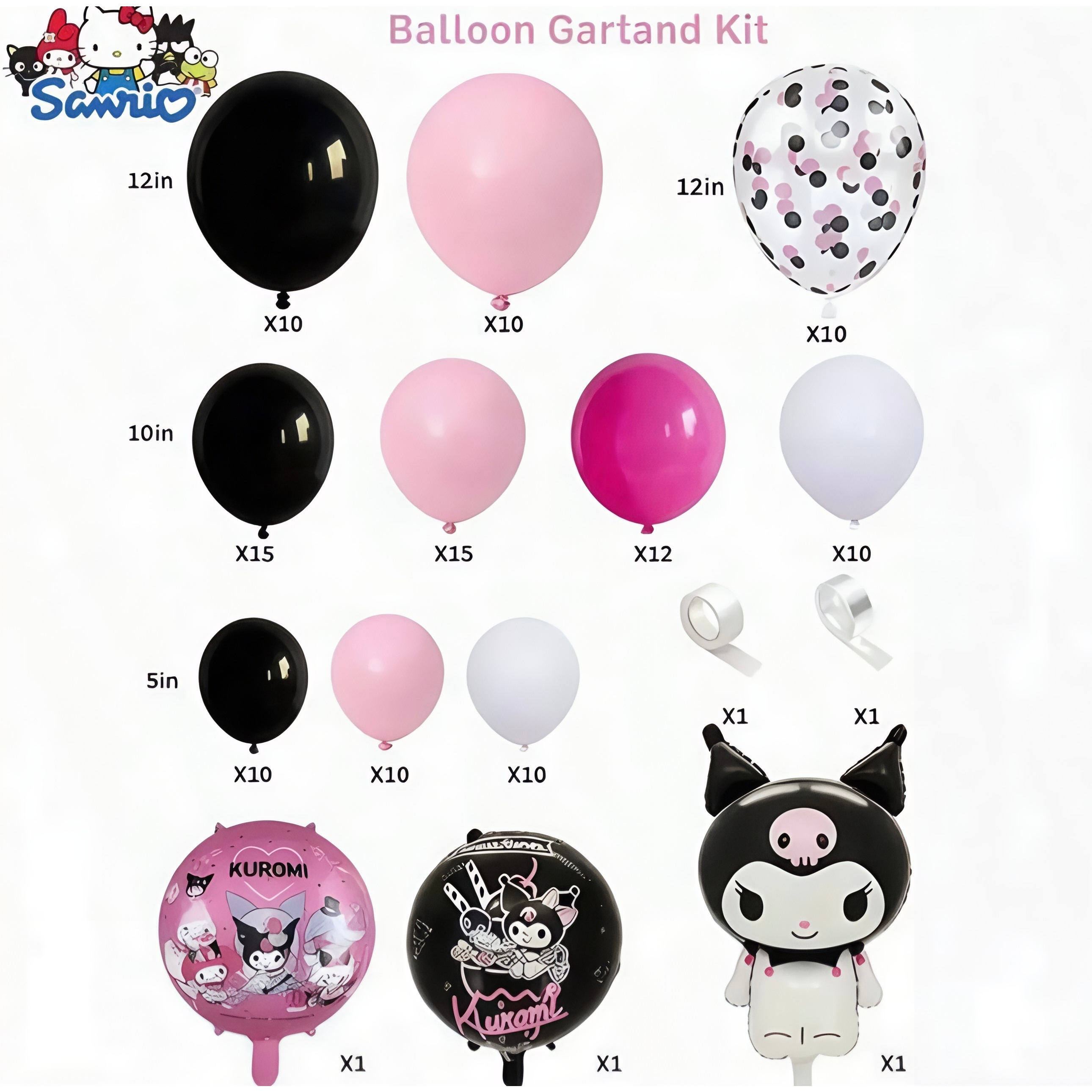 Kuromi Birthday Balloon Garland Kit