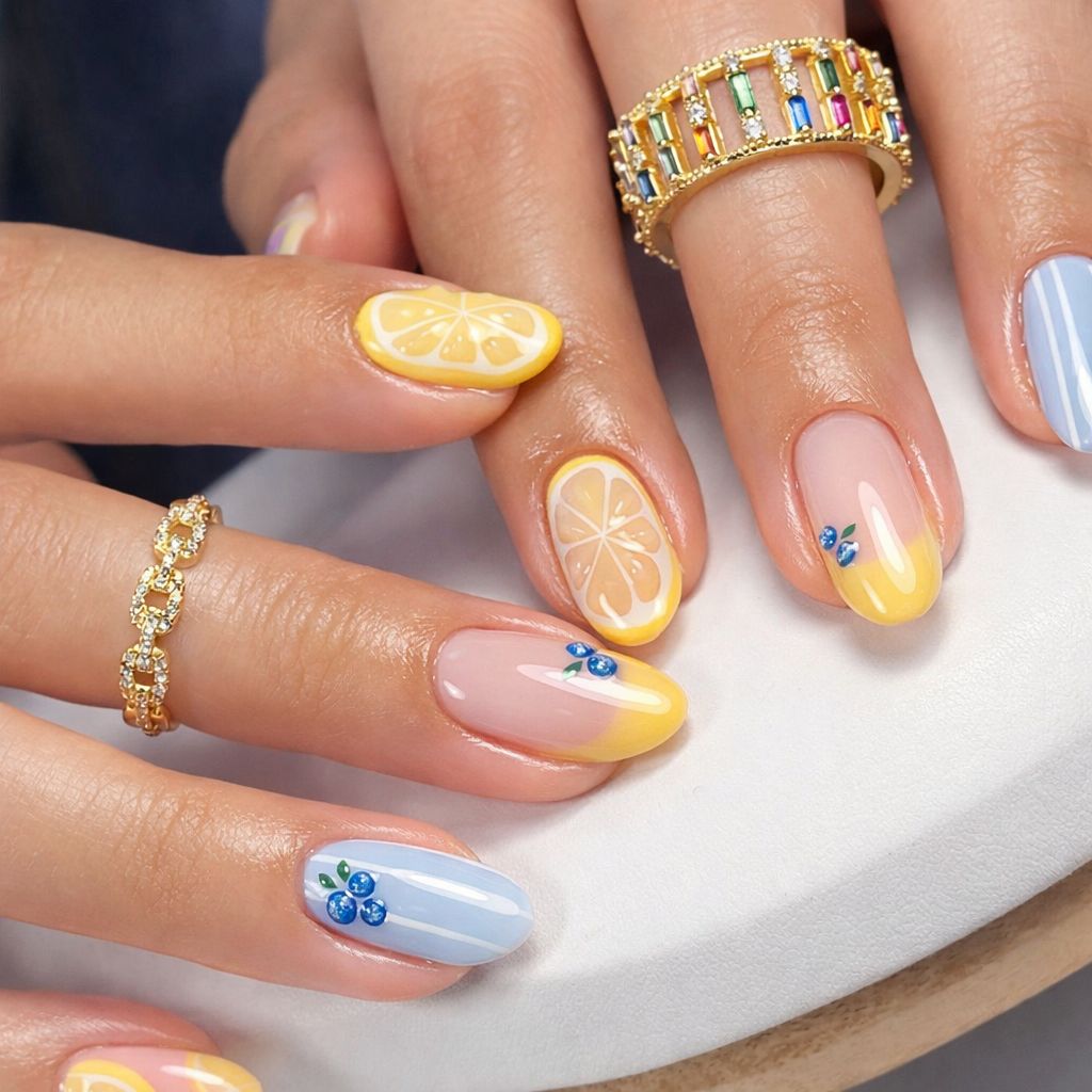Lemon-Inspired Nail Art Set