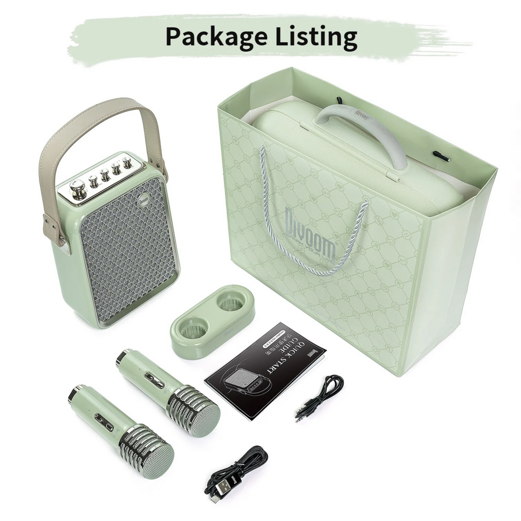 Divoom Songbird-HQ Portable Karaoke Bluetooth Speaker | Home KTV sound set - Green