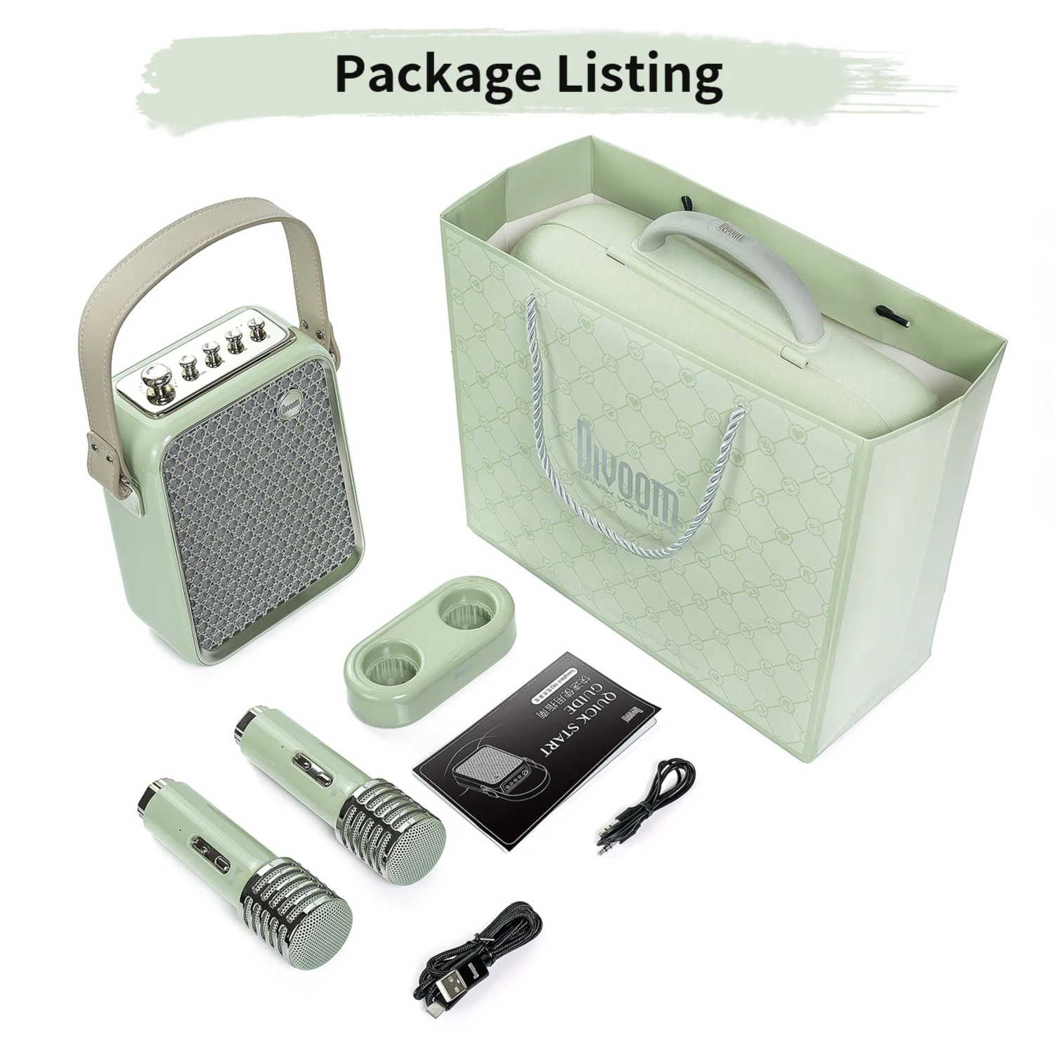 Divoom Songbird-HQ Portable Karaoke Bluetooth Speaker | Home KTV sound set - Green