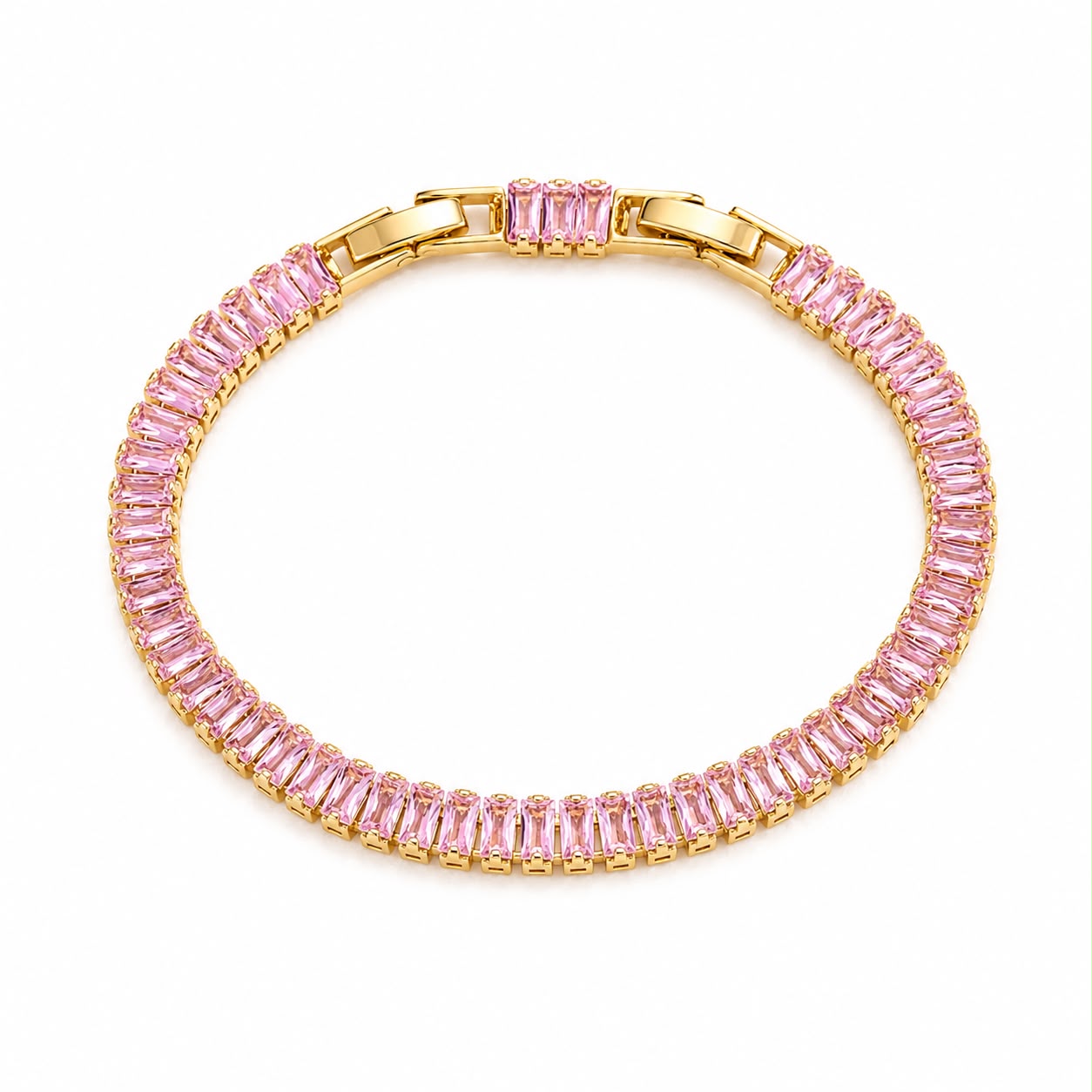 Pink Baguette Tennis Bracelet - Women's Bracelet | Asena Boutique Qatar